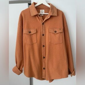 Billabong Women’s Orange Fleece Oversized Shirt Jacket